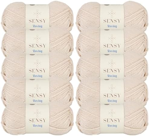 S Sensy Roving-Premium Acrylic&Wool Yarn 10 Skeins Mushroom Beige 131 Yards