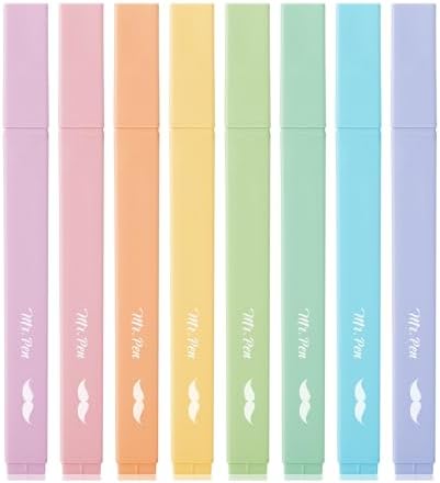 Mr. Pen- Aesthetic Highlighters No Bleed, 8 Pack, Assorted Colors | Chisel Tip, Cute Highlighters Assorted Colors for Journaling, Highlighting, Underlining, Fast Dry, Back to School Supplies