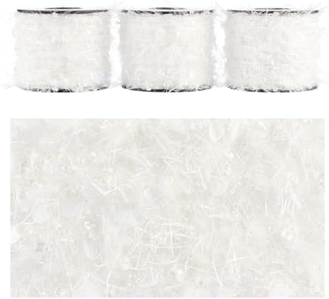 Artisanal Yarn Collection Multifiber Fancy Yarn for Knitting Crocheting Crafts DIY, Set of 3 Rolls (White Teardrop Sequins)