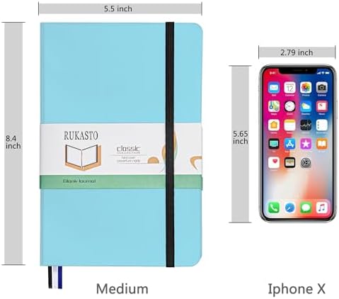 Hardcover Notebook Blank Journal Sketchbook for Drawing, Medium 5.5 by 8.4 Inch, 100 GSM Thick Paper (LightBlue, Plain)