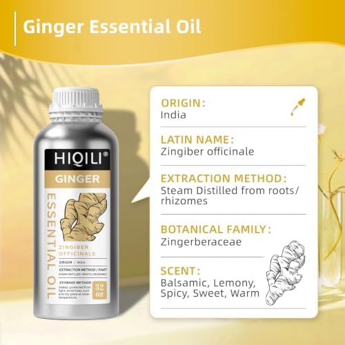HIQILI Ginger Oil for Hair, Massage & Skin