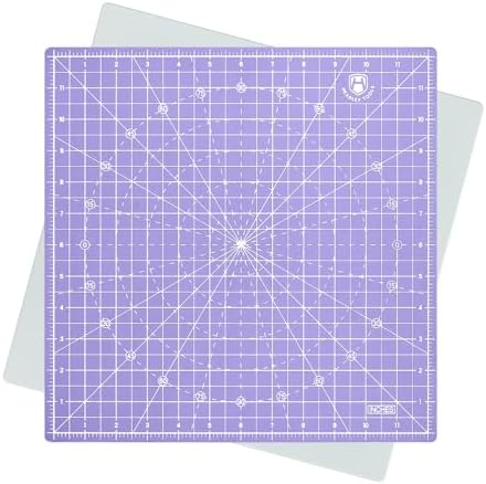 Headley Tools 12"x12" Rotating Cutting Mat, Self Healing Mat with 360-Degree Rotation & Anti-Slip Base, Sewing Board Cutting Mat Perfect for Fabric Quilting Leather Hobby Project, Purple