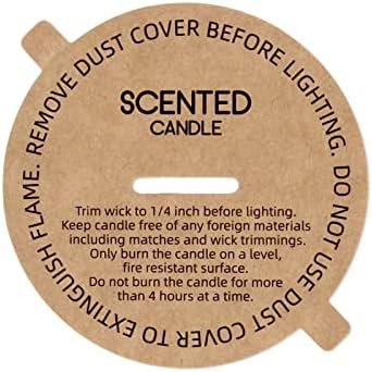 CandMak Candle Dust Covers, 160pcs Printed Kraft Card Candle Dust Lid with Pull Tab for Candle Making (2.375")