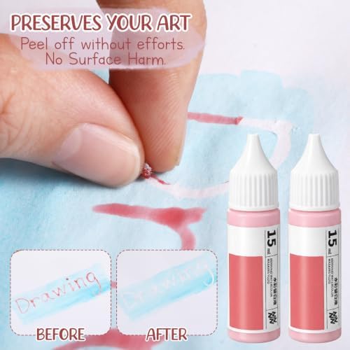 Feifeiya 2 Pcs Masking Fluid for Watercolor Painting, 15ml Capacity, Pink