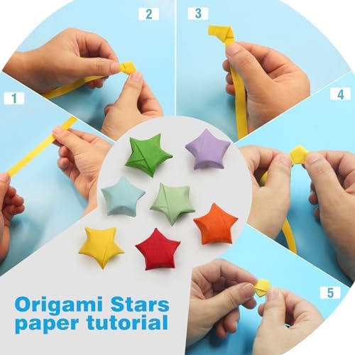 FoDau770 Solid Color Star Paper Strips - 1080 Sheet, 7 Colors