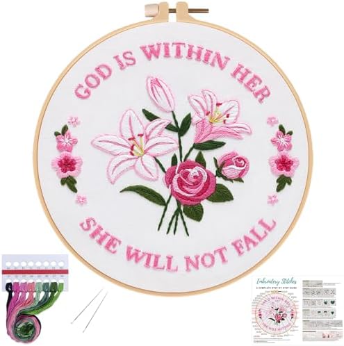 Louise Maelys Easter Tulip Rose Embroidery Kit for Beginners DIY