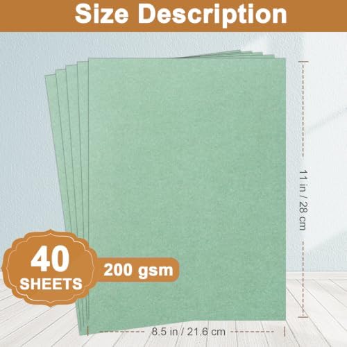 Silunkia 40 Sheets Sage Green Cardstock 8.5 x 11 Craft Paper 75lb