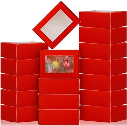 Zonon 30 Pcs Mini Kraft Soap Boxes with Window Homemade,Red