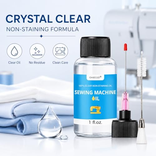 1oz Fine Light Sewing Machine Oil Cleaning Kit w/ 1.5" Needle Tip & Brush