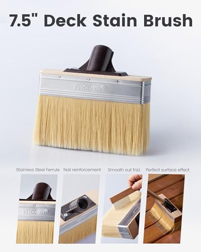 Voomey 7.5in Deck Stain Brush Applicator Set for Wood Decks Walls & Fences