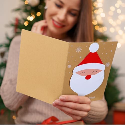 Dispowreath 48 Pcs DIY Christmas Card Making Kits with Envelopes DIY Christmas Craft Make Your Own Santa Claus Greeting Card Making Supplies for Holiday Xmas Party Decoration Favor