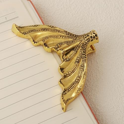 Vintage Crocodile Head Journal Clip - 3.4 Inch Heavy Duty Alligator Metal Book Clip Pin, Solid Decorative Bookmark Paper Organizer Notebook Holder Planner for Home Office Desk