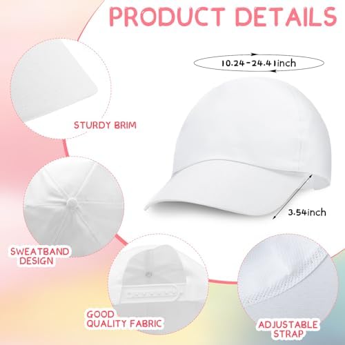 DIY White Baseball Hats Bulk for Adult Adjustable Blank Sports Baseball Hat with 24 Color Fabric Markers