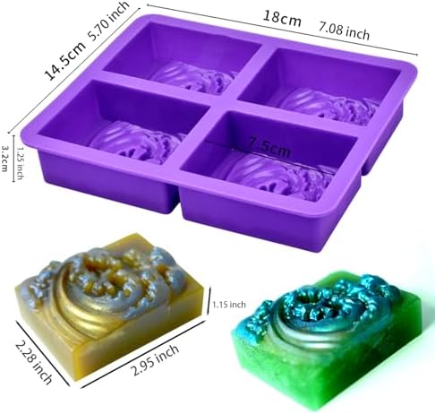 Ocean Wave Soap Molds, Square Sea Waves Silicone Mold 4-Cavity | Rectangular Wave Silicone Molds for Nautical Pattern DIY Homemade Soap Candle Making Lotion Cake Chocolate Pastry Pudding