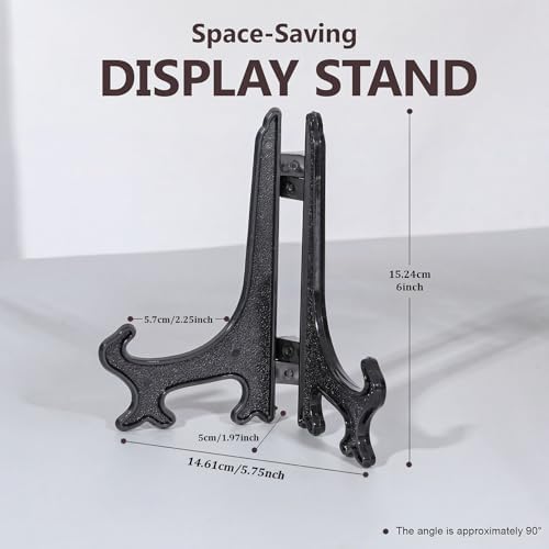 Artliving 6 Inch Black 12pcs/Set Plastic Easels Plate Display Stands Picture Frame Stand Holder