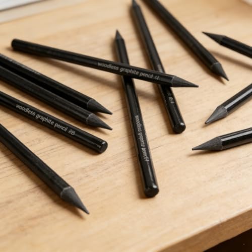 6Pcs Sketch Charcoal Pencils for Drawing Graphite Pencils Woodless Drawing Pencils for Sketching Shading Blending Artist Pencils for Beginners Artists Included HB 2B 4B 6B 8B EE