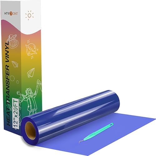 HTVRONT Heat Transfer Vinyl Blue HTV Rolls, 12" x 20ft