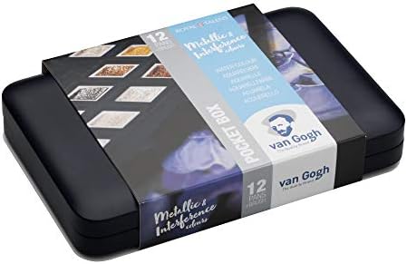 Van Gogh Watercolor Paint Set, Plastic Pocketbox, 12-Half Pan Specialty Metallic & Interference Colors Selection