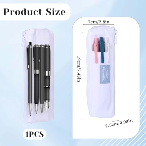 Elastic Pen Holder for Notebook, Zipper Notebook Pencil Pouch Small Pencil Holder Pouch with Adjustable Elastic Band Slim Pencils Bag Journal Pen Holders for Office Home Stationary Supplies(White)