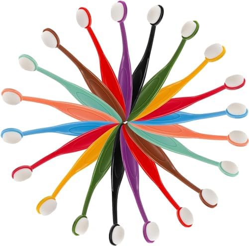YOUEON 20 Pack Mini Colored Ink Blending Brushes, 10 Color Craft Ink Blender Brushes Set, Small Ink Blending Tools with Soft Bristle Color Coded Handle for Card Making, Painting, Drawing, Stamping