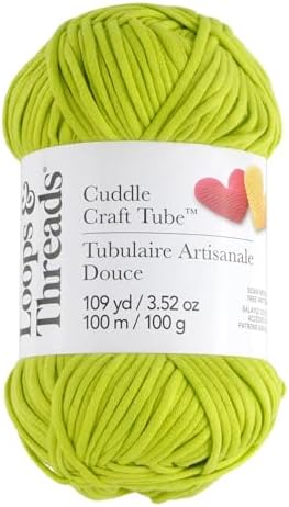Loops & Threads Cuddle Craft Tube Yarn – Medium (4) Cotton Nylon Blend, Soft Tube Yarn for Knitting, Crochet & Crafts, Ideal for Apparel, Accessories & Decor, 109 yd / 3.52 oz Skein, 8 Pack