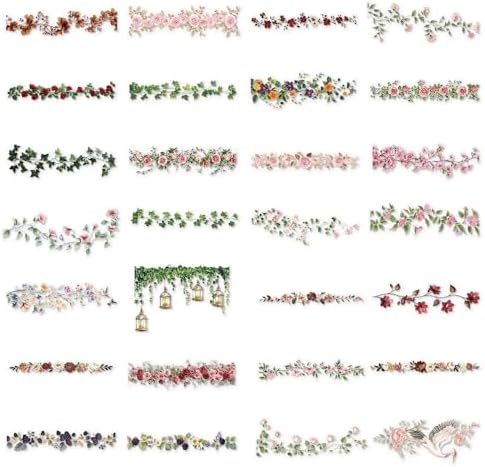 60PCS Watercolor Floral Vine PET Stickers Clear Waterproof Aesthetic Garden