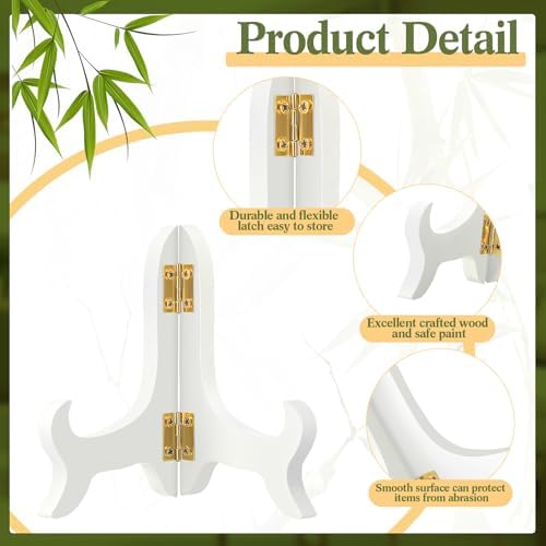 Tatuo 4 Packs Wooden Display Stand Plate Holder Easels, white, 4 Inch