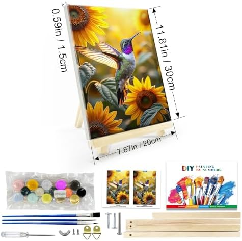JOOZ Framed Paint by Numbers Kit for Adults, Hummingbird, 8x12 Inch