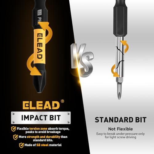 6-Piece Phillips Bit #2 Impact, 2 Inch Magnetic Phillips Head Drill & Screwdriver Bit with Magnetic Bit Holder, S2 Steel, 1/4" Hex Shank, PH2 for Impact Driver, Professional & DIY Use
