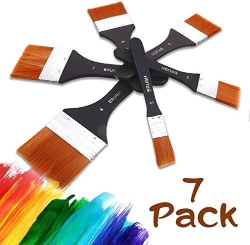 Zubebe Wide Flat Acrylic Paint Brushes 7pcs Large Paint Brushes Set