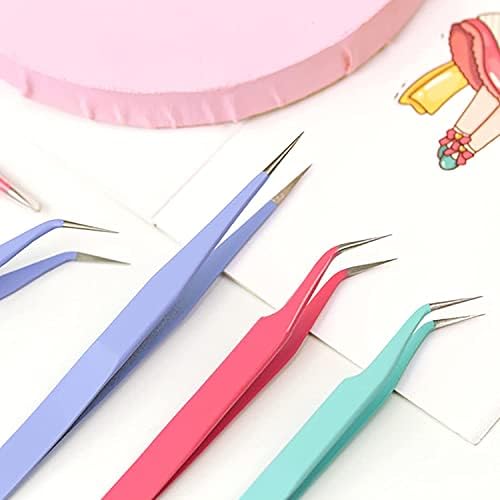 MAXLEAF 2PCS Stainless Tweezers Straight Curved Tweezers for Stickers