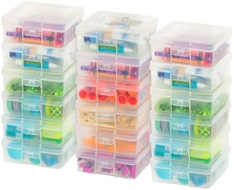 IRIS USA Clear Cases |Made in USA| Plastic Box Organizers (18-Pack)- Small