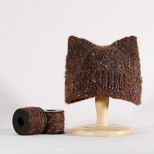 Artisanal Yarn Collection Multifiber Fancy Yarn for Knitting Crocheting Crafts DIY, Set of 3 Rolls(096 Warm Brown Weave of Color)