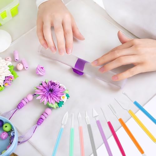 Polymer Clay Tools, Acrylic Roller Pin, Clay Sculpting Tools for Ceramic Craft, Rectangle Sheet Press Board Wire Texture Set Needle Detail Modelling Supplies(Size:26 Pcs)