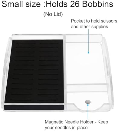 Acrylic Working Tray for Cross Stitch and Embroidery Supplies, Embroidery Floss Bobbins Organizer Tray with Magnetic Needle Holder and Tools Storage