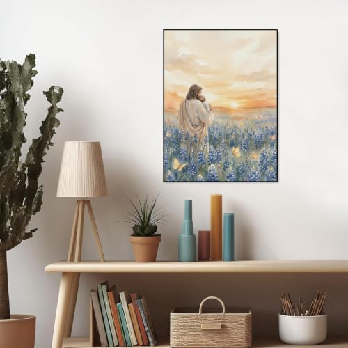 Religion Diamond Art Kits for Adults,Jesus Sea Flowers Diamond Painting