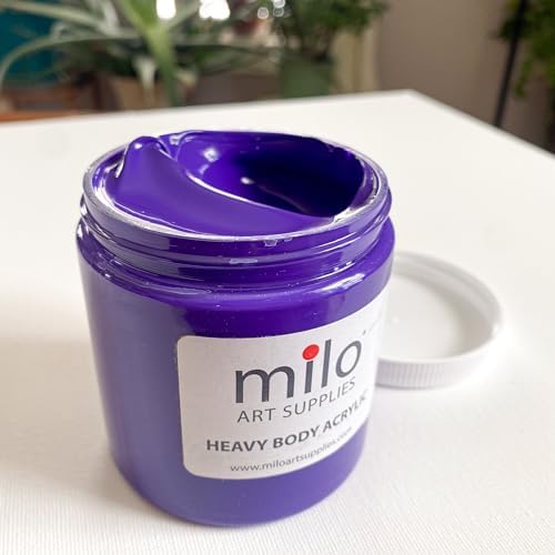 milo Heavy Body Acrylic Paint Set, 8 Primary Colors, 8 oz Jars, Semi-Gloss