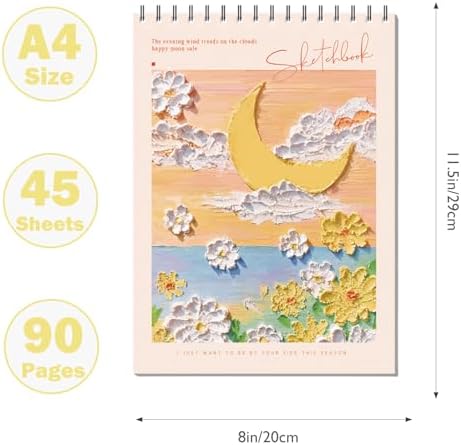 EOREA Orange Spiral Bound Sketch Pad Notebook 8x11.5