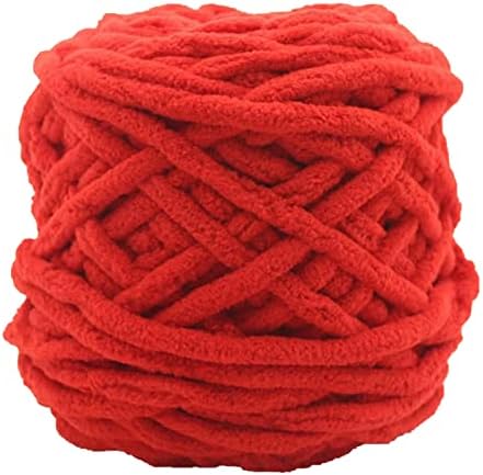 1 Roll 32M Yarn for Crocheting and Knitting Polyester Fluffy Yarn Sewing Accessories for Weave Craft Crochet Dark Red