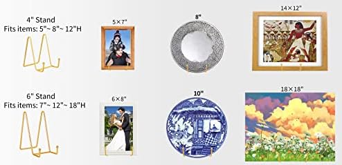 IBosins 5-Pack 6-Inch Plate Holder Display Stands Gold Metal Frame Stand