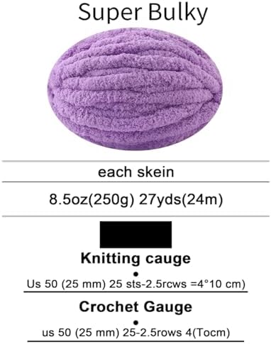 Chunky Yarn for Hand Knitting, No7 Thick Yarn, 250Grams 32Yards, Pack of 4, Perfect for Knitters and Crafters (Deep Taro Purple)
