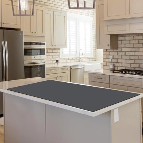 Extra Large Silicone Mat for Kitchen Counter, 31.5x17 Inch Heat Resistant Mat Countertop Protector, Non-Stick and Thick Silicone Pad Silicone Baking Mat for Dough and Pastry, Dark Gray