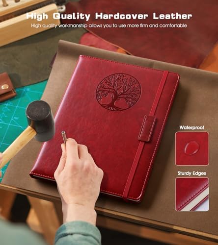 Biuwory B5 Leather Journal Notebook, 256 Lined Pages, Hardcover 7.8"×10.2" | Large Vintage Journal for Women Men,Work,School,Business,Travel Diary,Note taking,College Ruled Writing,Daily Journaling