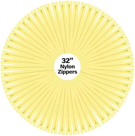 Mandala Crafts 40 PCs Butter Yellow Closed-End 32" Nylon Zippers for Sewing