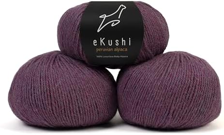 100% Baby Alpaca Yarn for Knitting & Crocheting - Set of 3 Skeins of Premium Yarn DK - Lightweight, Hypoallergenic & Thermal Peru Made - Ideal for Delicate Projects (M044 - Dark Fuchsia)