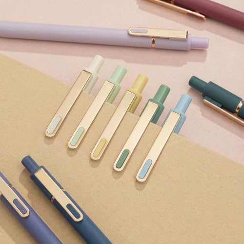 Linbsunne Gel Pens Black Ink Pens for Office 0.5mm Fine Point Pen Smooth Writing Retractable (Morandi-10 pcs)
