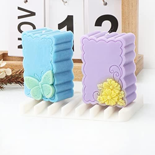 Playing Mold 2 Cavity Butterfly and Flowers Soap Silicone Mold for DIY Handmade Soap, Cake, Fondant, Chocolate, Plaster Clay, Ornament, Candle Making