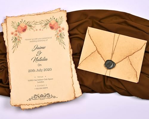 LEATHER VILLAGE Watercolor Paper- 7.5 X 11 inches - 20 Sheets Watercolor Paper for Drawing, Sketching, Wedding Cards & Crafts - 150 GSM Thick Deckle Edge Virgin Cotton Handmade Paper - Vintage