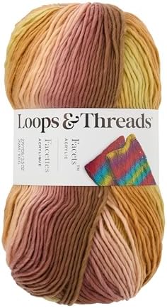 Loops & Threads Facets Yarn - Yarn for Knitting, Crochet, Weaving, and Arts & Crafts - Ember, Acrylic, 3.5 oz