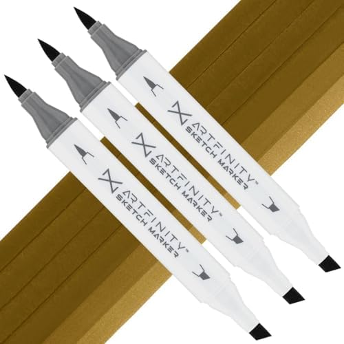 Artfinity Sketch Markers - Set of 3 - Dark Brown Y7-8, Vibrant, Professional, Dye-Based Alcohol Markers for Artists, Drawing, Travel, & More
